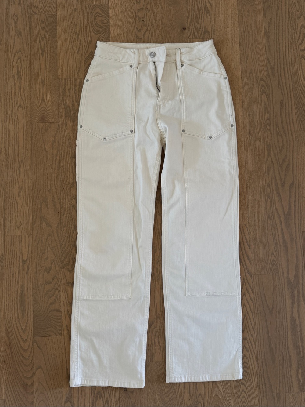 Cream Straight-Leg Jeans